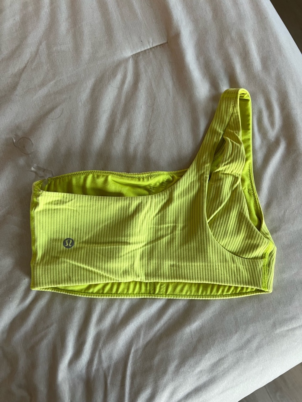 Electric Lemon One-Shoulder Ribbed Yoga Bra